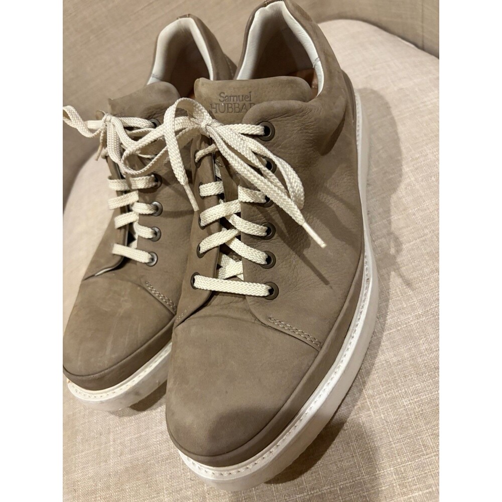 Samuel Hubbard Taupe Leather Men's Casual Sneakers on Vibram Sole 10M Comfort